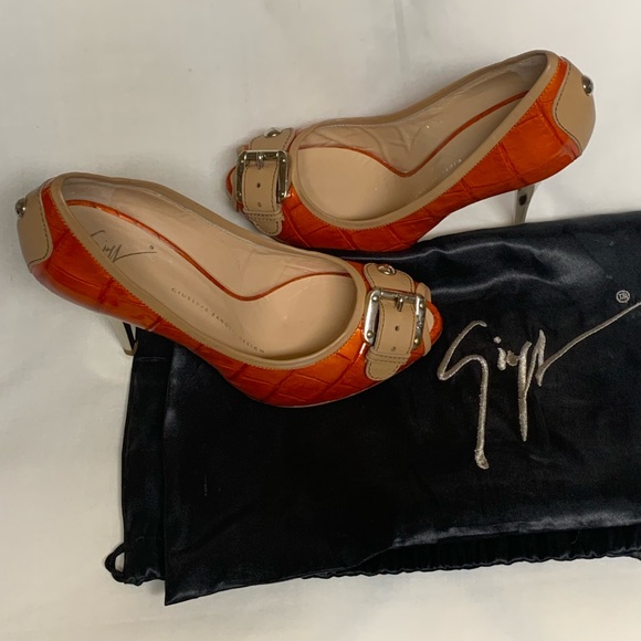 Giuseppe Zanotti Orange and Tan Croc-Embossed Heels Sz 36/6. Price Firm. - Picture 2 of 11